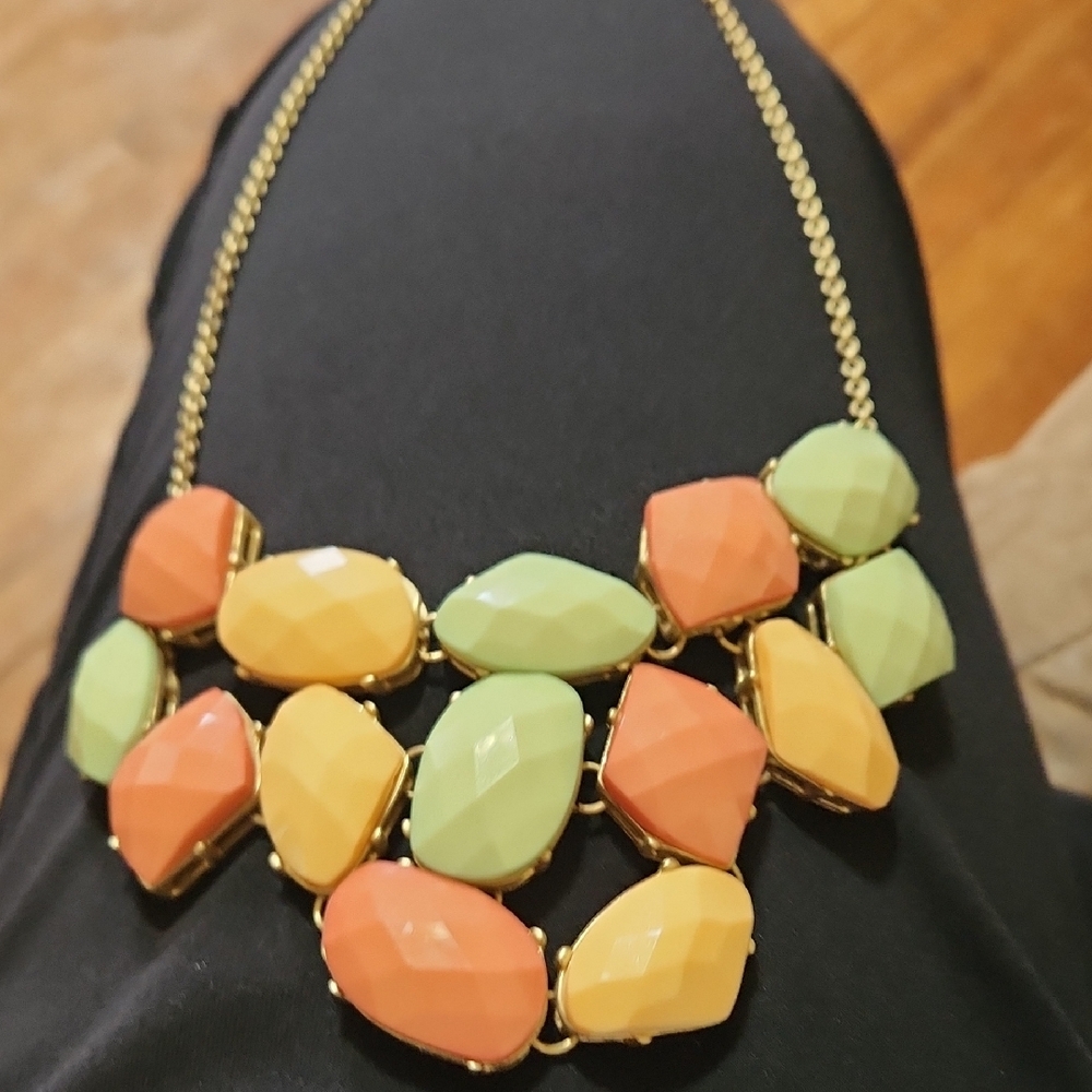 Orange and Yellow Geometric Necklace with Bold Design